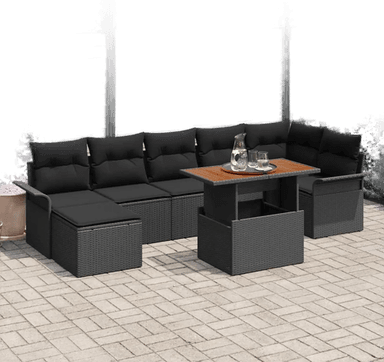 Vidaxl Hagesofa Set 8 pcs Svart