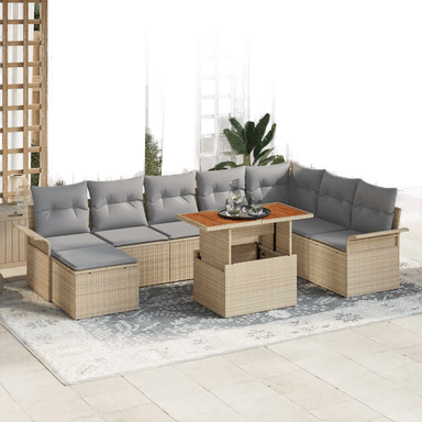 Vidaxl Hagesofa Set 9 pcs Beige