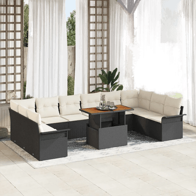 Vidaxl Hagesofa Set 11 pcs Svart