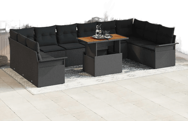 Vidaxl Hagesofa Set 11 pcs Svart