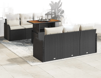 Vidaxl Hagesofa Set 7 pcs Svart