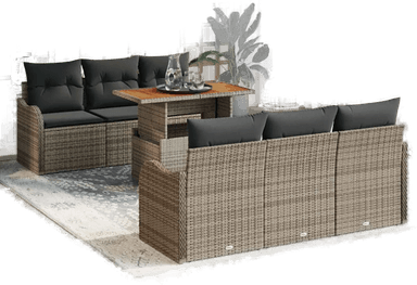 Vidaxl Hagesofa Set 7 pcs Grå