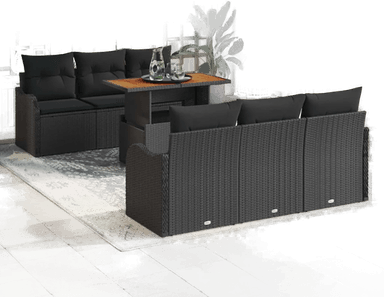 Vidaxl Hagesofa Set 7 pcs Svart
