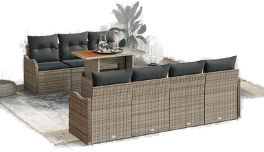 Vidaxl Hagesofa Set 8 pcs Grå
