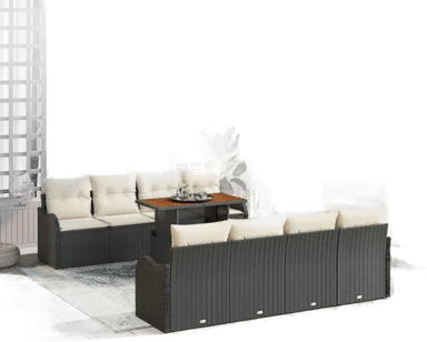 Vidaxl Hagesofa Set 9 pcs Svart