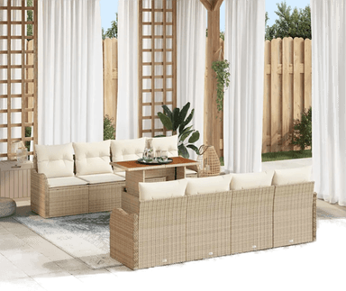 Vidaxl Hagesofa Set 9 pcs Beige