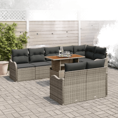 Vidaxl Hagesofa Set 9 pcs Grå