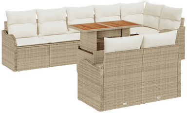 Vidaxl Hagesofa Set 9 pcs Beige