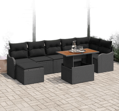 Vidaxl Hagesofa Set 8 pcs Svart