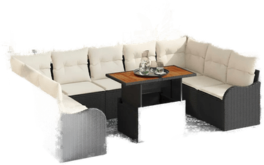 Vidaxl Hagesofa Set 10 pcs Svart