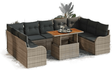 Vidaxl Hagesofa Set 10 pcs Grå