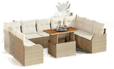 Vidaxl Hagesofa Set 10 pcs Beige