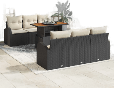 Vidaxl Hagesofa Set 7 pcs Svart