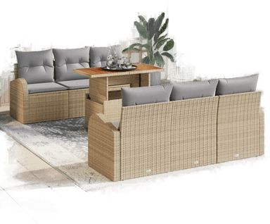 Vidaxl Hagesofa Set 7 pcs Beige