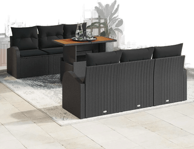 Vidaxl Hagesofa Set 7 pcs Svart