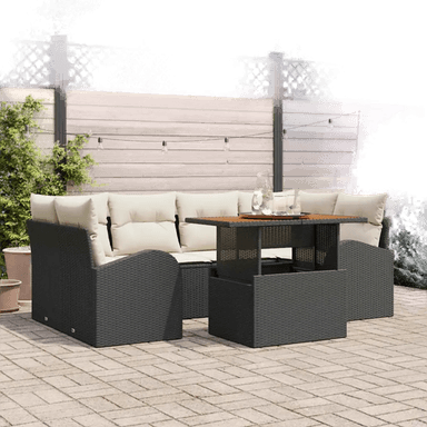 Vidaxl Hagesofa Set 7 pcs Svart