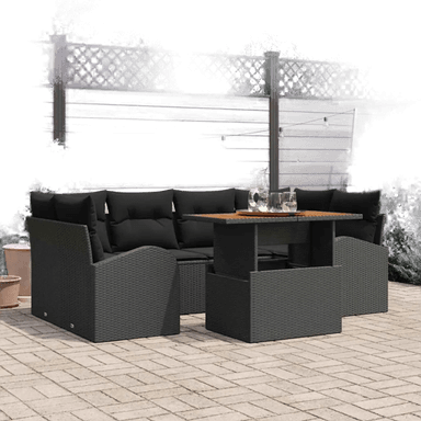Vidaxl Hagesofa Set 7 pcs Svart