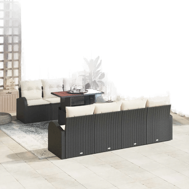 Vidaxl Hagesofa Set 8 pcs Svart