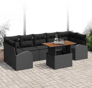 Vidaxl Hagesofa Set 8 pcs Svart