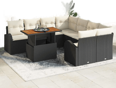 Vidaxl Hagesofa Set 9 pcs Svart