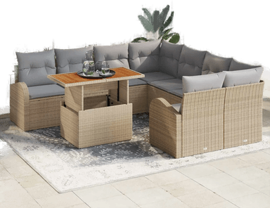 Vidaxl Hagesofa Set 9 pcs Beige
