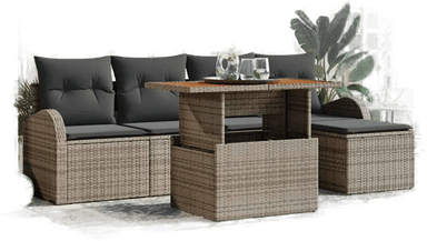 Vidaxl Hagesofa Set 6 pcs Grå