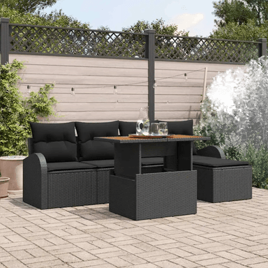 Vidaxl Hagesofa Set 6 pcs Svart