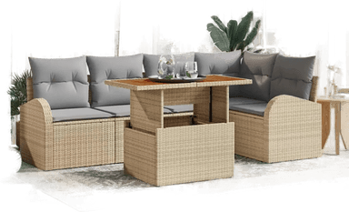Vidaxl Hagesofa Set 6 pcs Beige