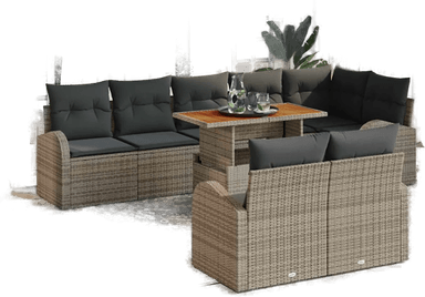 Vidaxl Hagesofa Set 9 pcs Grå