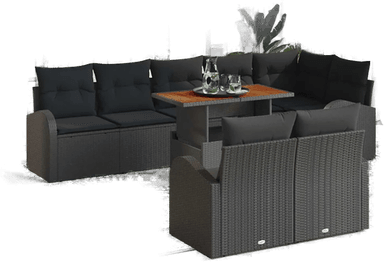 Vidaxl Hagesofa Set 9 pcs Svart