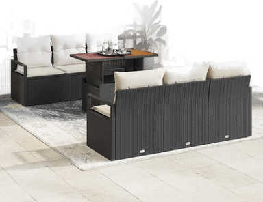 Vidaxl Hagesofa Set 7 pcs Svart