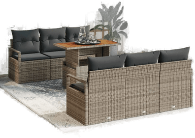 Vidaxl Hagesofa Set 7 pcs Grå