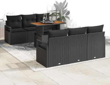 Vidaxl Hagesofa Set 7 pcs Svart