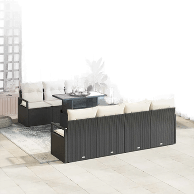 Vidaxl Hagesofa Set 8 pcs Svart