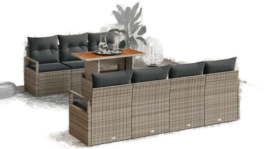 Vidaxl Hagesofa Set 8 pcs Grå