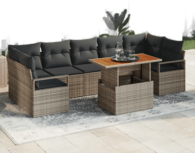 Vidaxl Hagesofa Set 8 pcs Grå