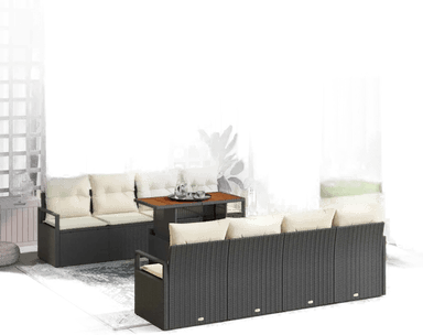 Vidaxl Hagesofa Set 9 pcs Svart