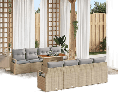 Vidaxl Hagesofa Set 9 pcs Beige