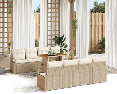 Vidaxl Hagesofa Set 9 pcs Beige