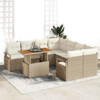 Vidaxl Hagesofa Set 9 pcs Beige