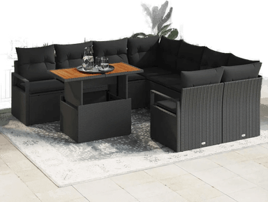 Vidaxl Hagesofa Set 9 pcs Svart