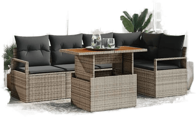 Vidaxl Hagesofa Set 6 pcs Grå