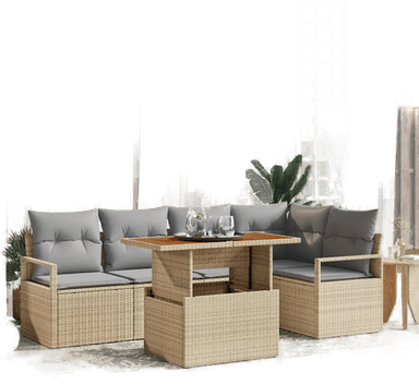 Vidaxl Hagesofa Set 6 pcs Beige