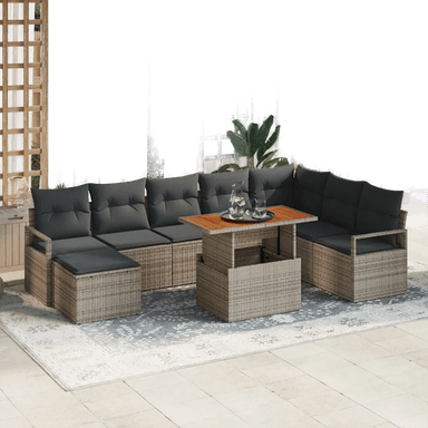 Vidaxl Hagesofa Set 9 pcs Grå