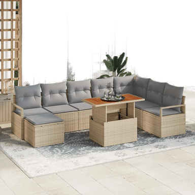 Vidaxl Hagesofa Set 9 pcs Beige