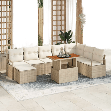 Vidaxl Hagesofa Set 9 pcs Beige