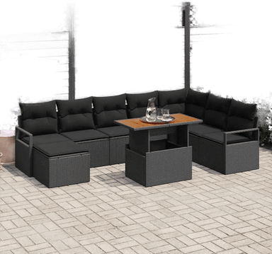 Vidaxl Hagesofa Set 9 pcs Svart