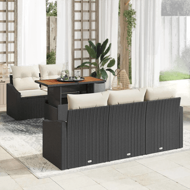 Vidaxl Hagesofa Set 6 pcs Svart