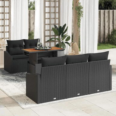 Vidaxl Hagesofa Set 6 pcs Svart
