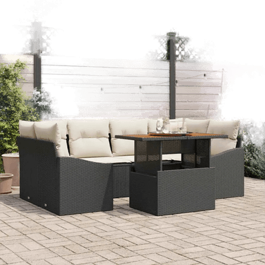 Vidaxl Hagesofa Set 7 pcs Svart